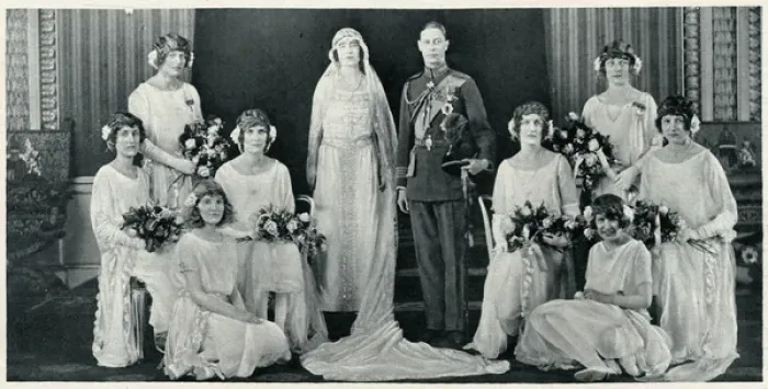 Framed Print : The Duke and Duchess of York with their bridesmaids Framed Print : The Duke and Duchess of York with their bridesmaids
