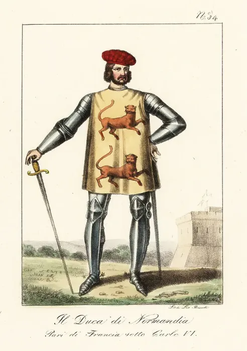 Framed Print : Duke of Normandy, French peer, late 14th century Framed Print : Duke of Normandy, French peer, late 14th century