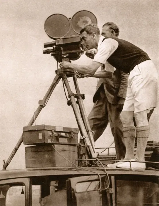 Framed Print : Duke of York tries his hand as a cameraman - Southwold Camp Framed Print : Duke of York tries his hand as a cameraman - Southwold Camp