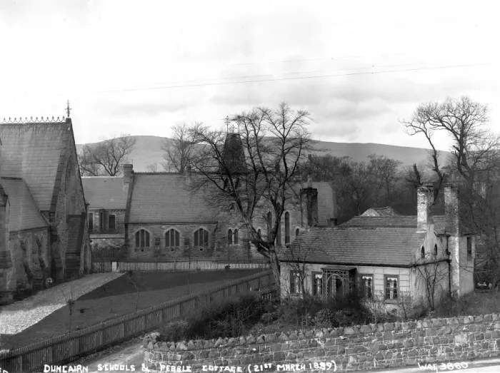 Framed Print : Duncairn Schools and Pebble Cottage (21st March 1889) Framed Print : Duncairn Schools and Pebble Cottage (21st March 1889)