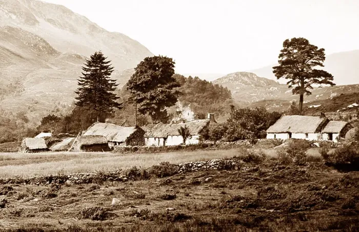 Framed Print : Duncraggan Huts, Trossachs, Victorian period Framed Print : Duncraggan Huts, Trossachs, Victorian period