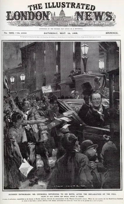 Framed Print : Dundee's enthusiasm - Churchill after victory at polls Framed Print : Dundee's enthusiasm - Churchill after victory at polls