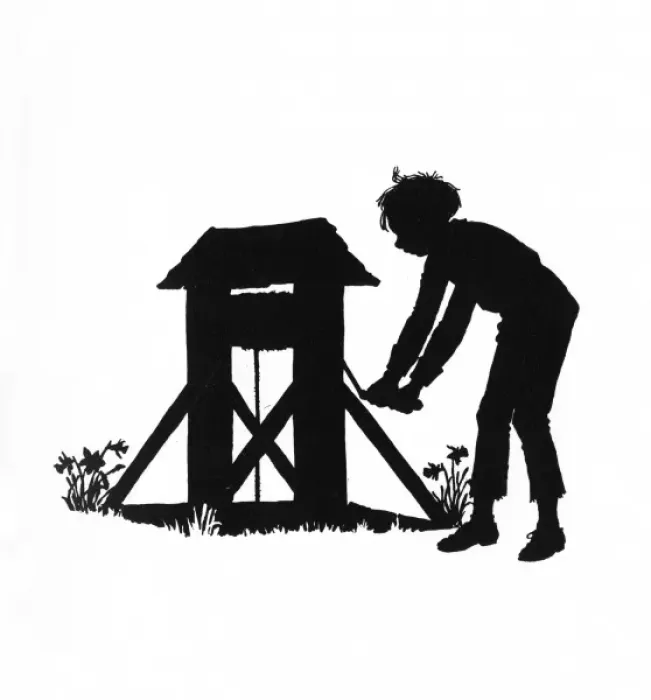 Framed Print : Dunderpate drawing water from the well