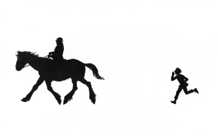 Framed Print : Dunderpate runs after a farmer on his mare Framed Print : Dunderpate runs after a farmer on his mare