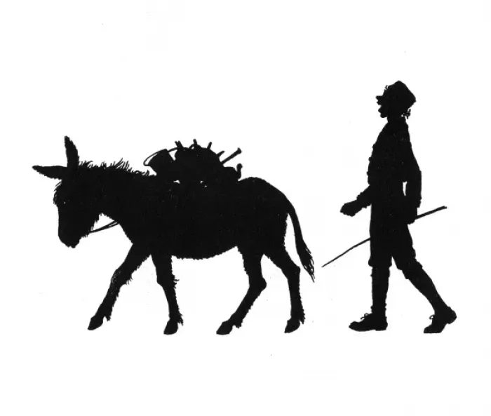 Framed Print : Dunderpate sees a pedlar and donkey walking by Framed Print : Dunderpate sees a pedlar and donkey walking by