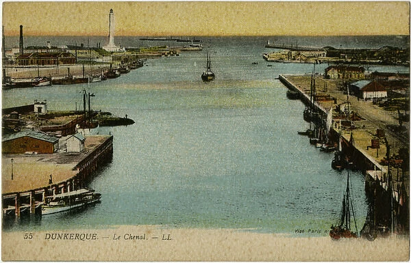 Dunkirk, France - the channel, entrance to the port