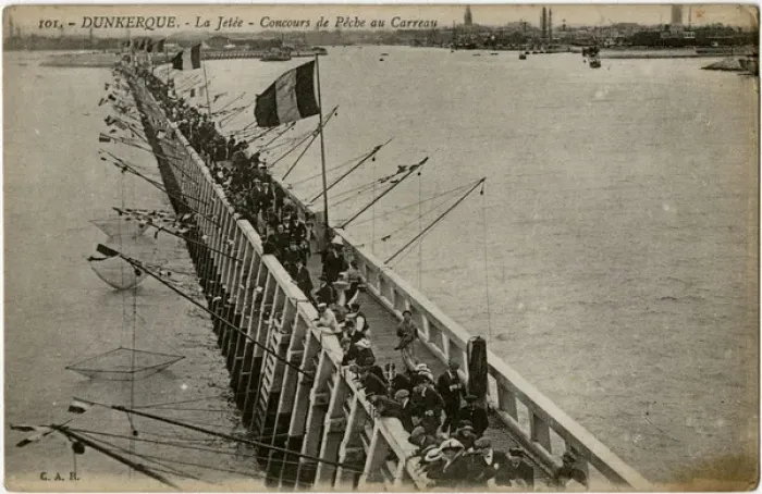 Framed Print : Dunkirk, France - fishing competition on the jetty Framed Print : Dunkirk, France - fishing competition on the jetty