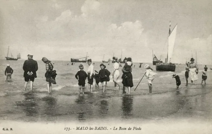 Framed Print : Dunkirk, France - paddling at Malo-les-Bains beach