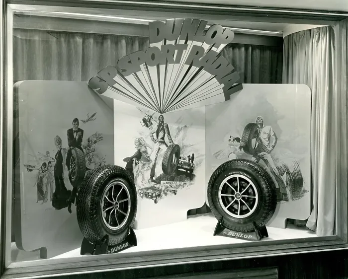Framed Print : Dunlop SP Sport Radial window display Framed Print : Dunlop SP Sport Radial window display