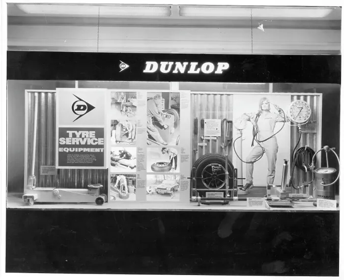 Framed Print : Dunlop Tyre Service Equipment window display Framed Print : Dunlop Tyre Service Equipment window display