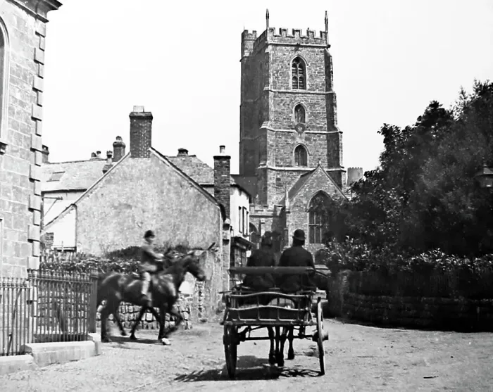Framed Print : Dunster Church, Victorian period Framed Print : Dunster Church, Victorian period