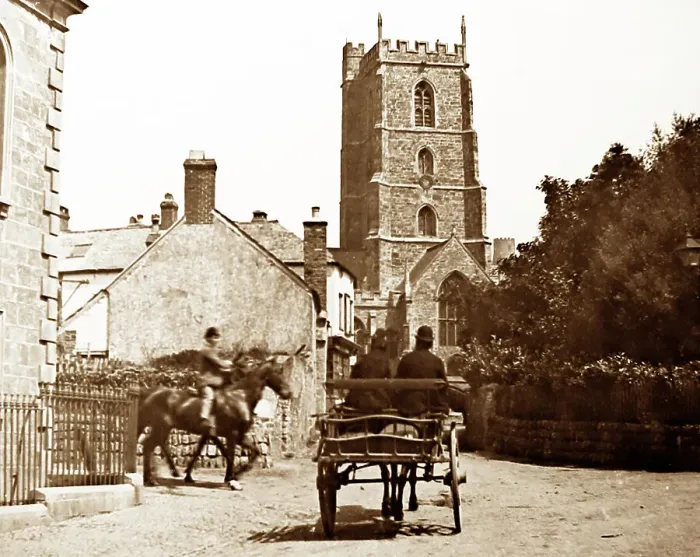 Framed Print : Dunster Church, Victorian period Framed Print : Dunster Church, Victorian period
