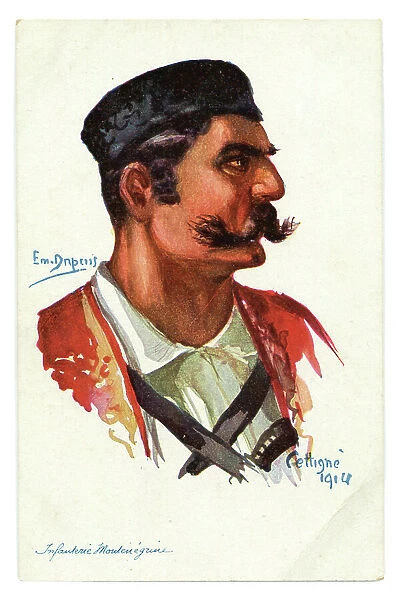 A Dupuis head and shoulders of a Montenegran soldier