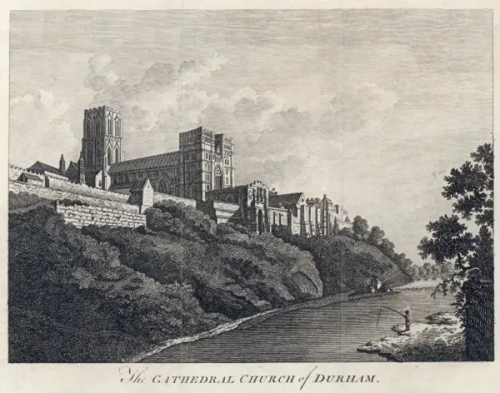 Framed Print : DURHAM. Durham seen from the Wear : the cathedral dominates the scene Framed Print : DURHAM. Durham seen from the Wear : the cathedral dominates the scene