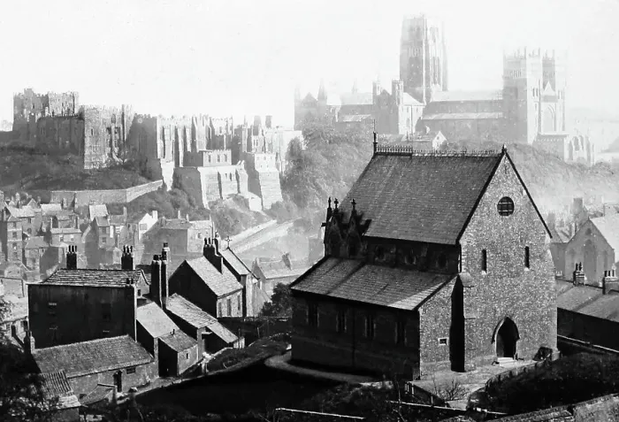 Framed Print : Durham Cathedral, hand tinted photo, Victorian period Framed Print : Durham Cathedral, hand tinted photo, Victorian period