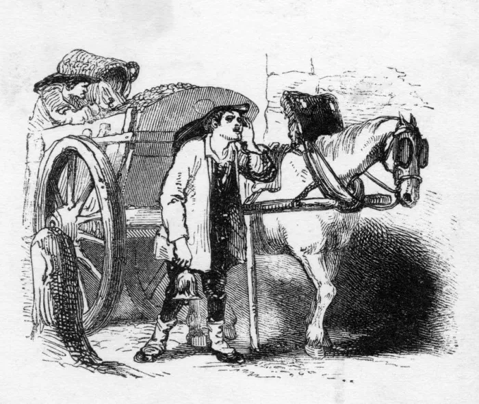 Framed Print : Dustman and cart collecting refuse Framed Print : Dustman and cart collecting refuse