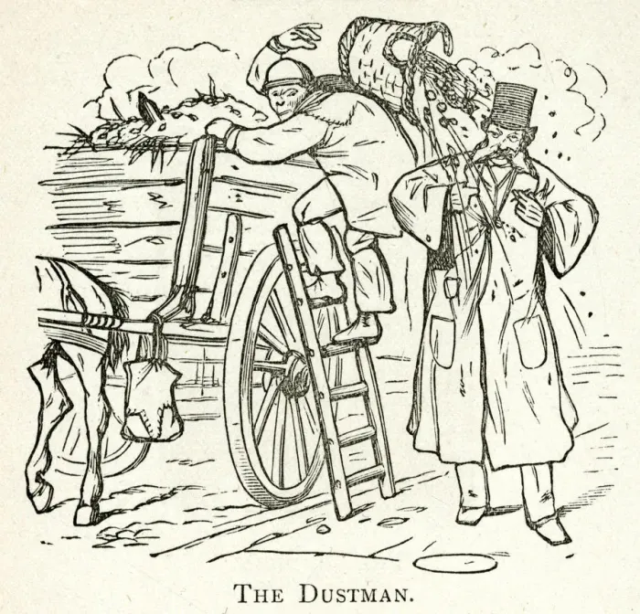 Framed Print : Dustman collecting refuse Framed Print : Dustman collecting refuse