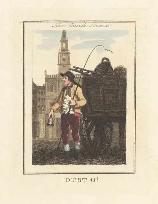 Framed Print : Dustman with dust cart in front of New Church Strand, London, 18 Framed Print : Dustman with dust cart in front of New Church Strand, London, 18