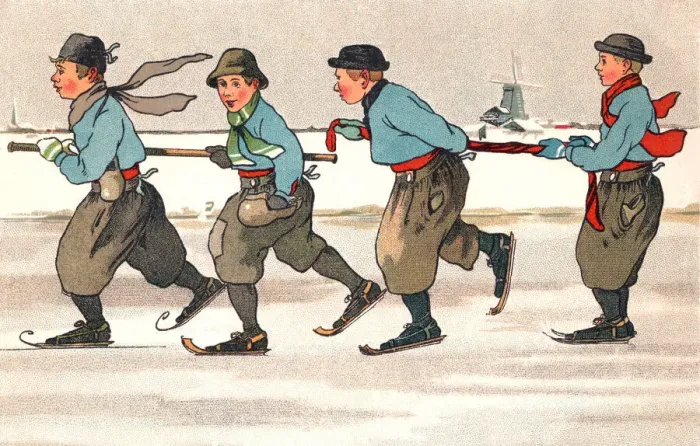 Framed Print : Dutch Boys Skating Framed Print : Dutch Boys Skating