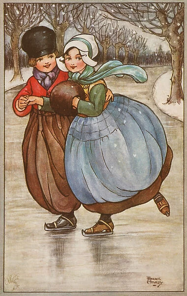 Dutch couple skating, by Florence Hardy