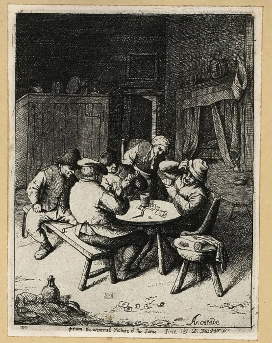 Framed Print : Dutch peasants playing a game of cards at a table in an inn. 17 Framed Print : Dutch peasants playing a game of cards at a table in an inn. 17