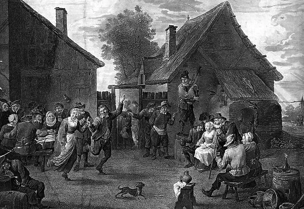 Dutch rustic scene with music and celebration