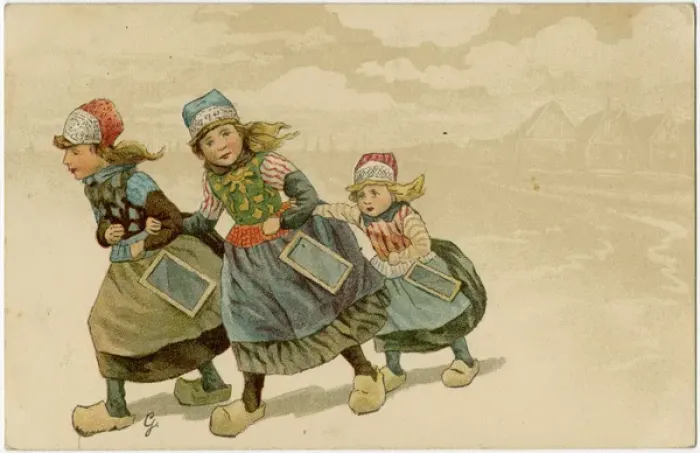 Framed Print : Dutch Schoolgirls 19C Framed Print : Dutch Schoolgirls 19C