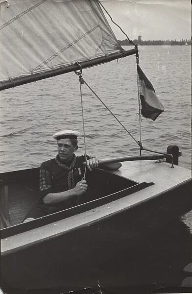Dutch sea scout on a sailing boat, Holland