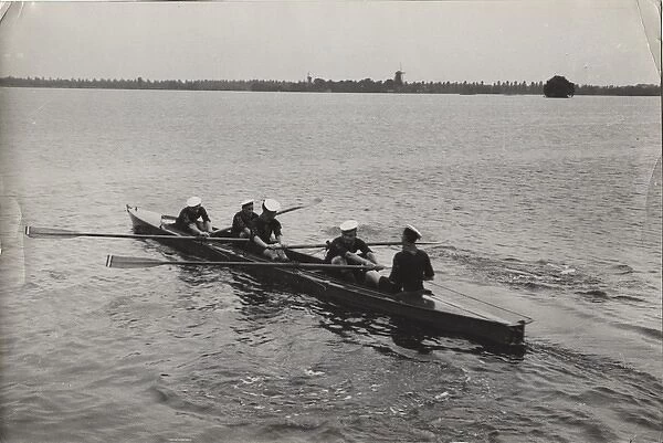Dutch sea scouts in rowing boat, Holland