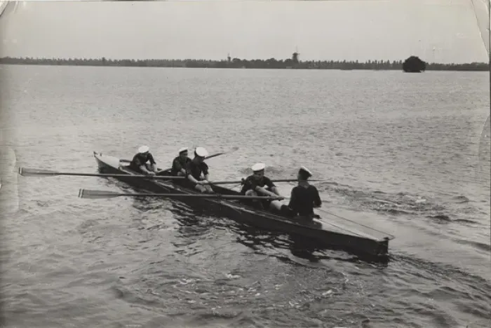 Framed Print : Dutch sea scouts in rowing boat, Holland Framed Print : Dutch sea scouts in rowing boat, Holland