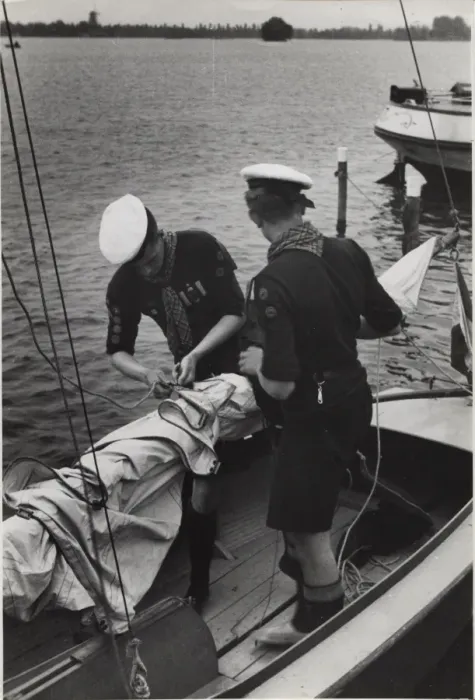 Framed Print : Dutch sea scouts on sailing boat, Holland Framed Print : Dutch sea scouts on sailing boat, Holland