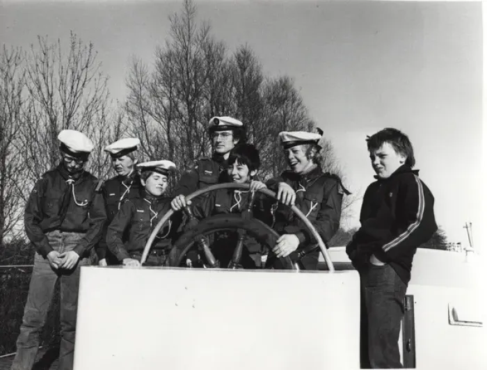 Framed Print : Dutch sea scouts at the wheel, Holland Framed Print : Dutch sea scouts at the wheel, Holland