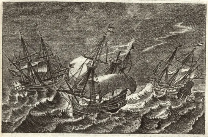 Framed Print : Dutch ships in stormy seas off the coast of China Framed Print : Dutch ships in stormy seas off the coast of China