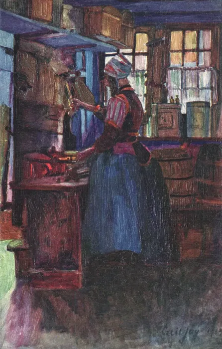 Framed Print : Dutch Woman in the Kitchen Framed Print : Dutch Woman in the Kitchen