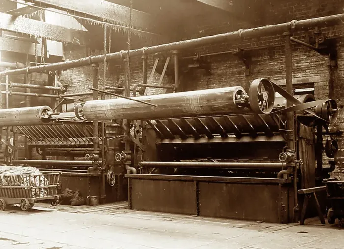 Framed Print : Dyeing cloth in a woollen mill in Bradford Framed Print : Dyeing cloth in a woollen mill in Bradford