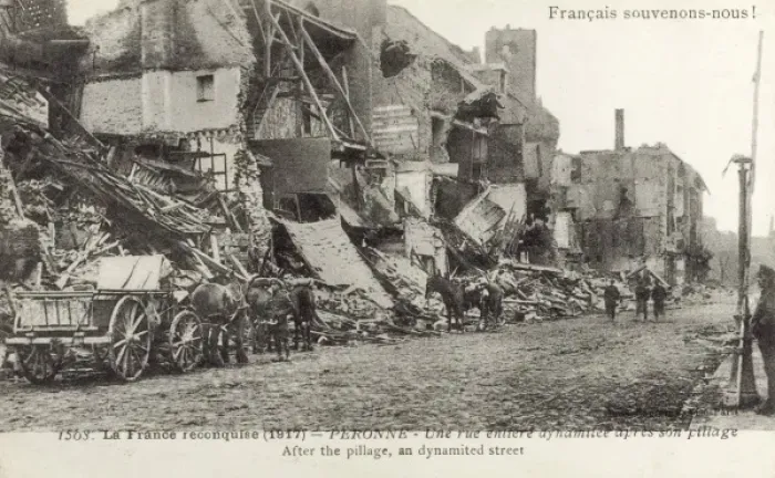 Framed Print : Dynamited Street - WWI - Northern France Framed Print : Dynamited Street - WWI - Northern France