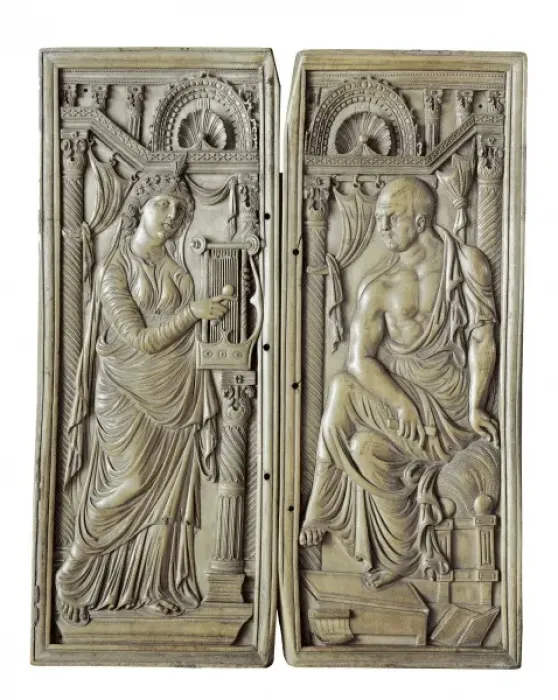 Framed Print : Dyptich of the Poet and the Muse. 6th c. Lombardian Framed Print : Dyptich of the Poet and the Muse. 6th c. Lombardian