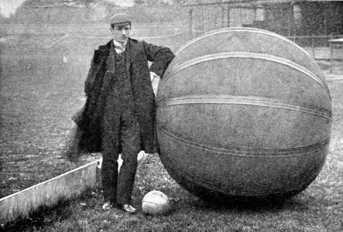Framed Print : E. V. Hanegan and a Pushball ball, Crystal Palace, 1902 Framed Print : E. V. Hanegan and a Pushball ball, Crystal Palace, 1902