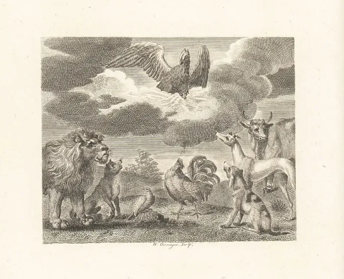 Framed Print : The Eagle and the Assembly of Animals Framed Print : The Eagle and the Assembly of Animals
