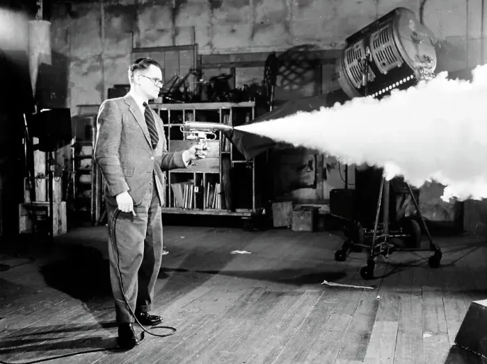 Framed Print : Ealing Studios smoke machine 1940s Framed Print : Ealing Studios smoke machine 1940s