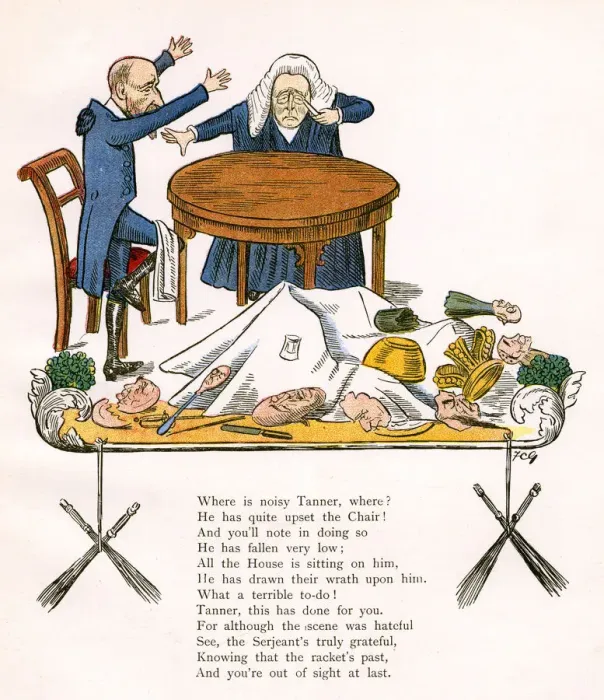 Framed Print : Earl of Halsbury and Erskine try to control Irish MP Tanner Framed Print : Earl of Halsbury and Erskine try to control Irish MP Tanner
