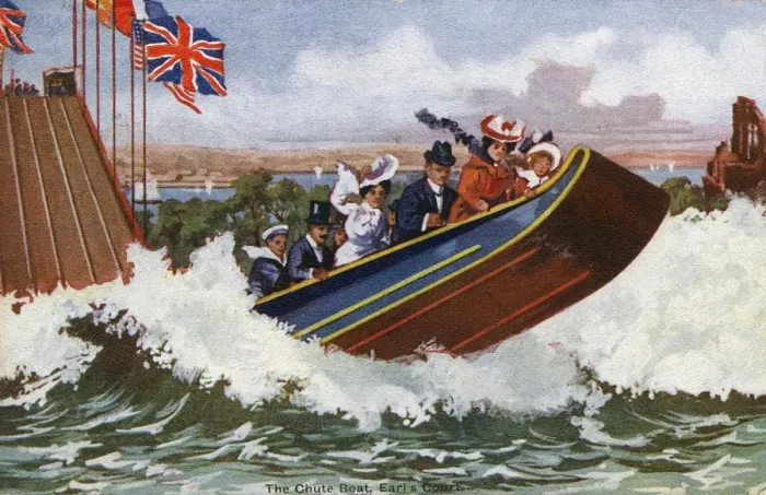 Framed Print : Earls Court Exhibition, London - The Chute Boat Ride Framed Print : Earls Court Exhibition, London - The Chute Boat Ride