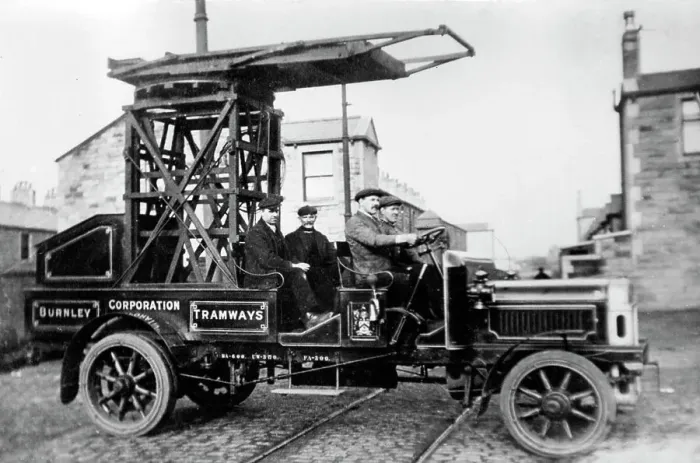 Framed Print : Early 1900s Burnley Tramways Overhead Wire Maintenance Framed Print : Early 1900s Burnley Tramways Overhead Wire Maintenance