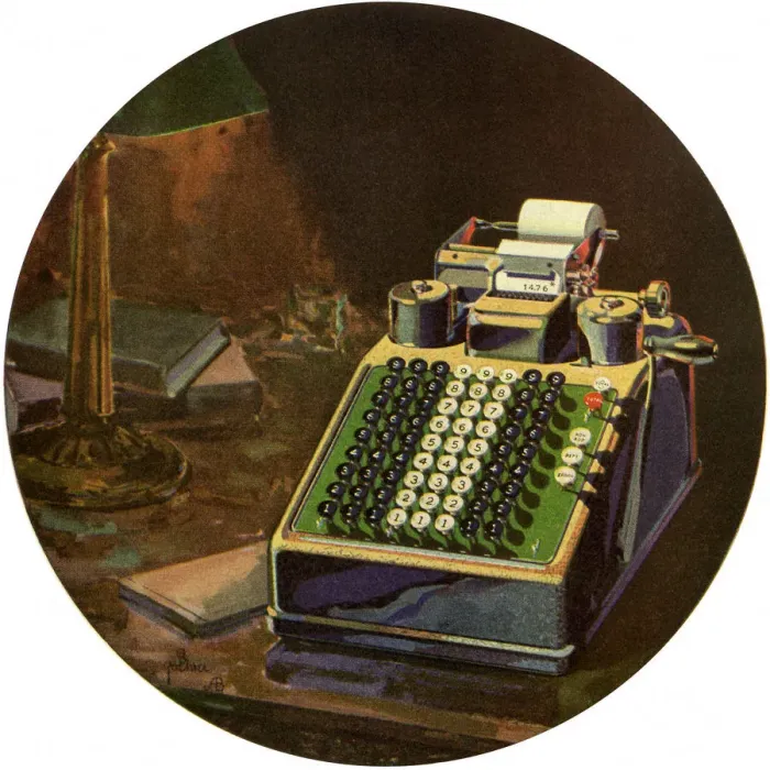Framed Print : Early Adding Machine Date: 1930