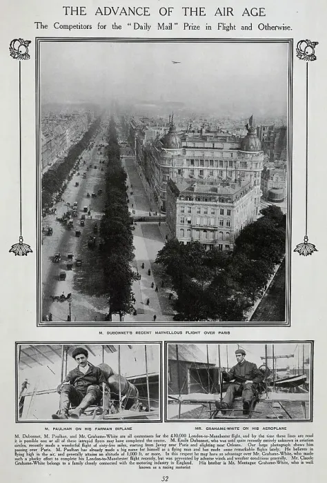Framed Print : Early aerial photograph and aviators