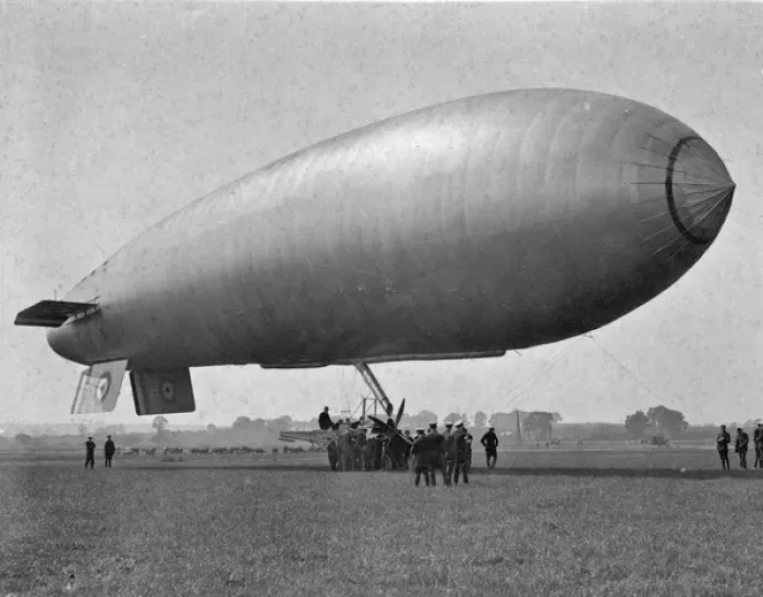 Framed Print : Early British dirigible on the ground Framed Print : Early British dirigible on the ground