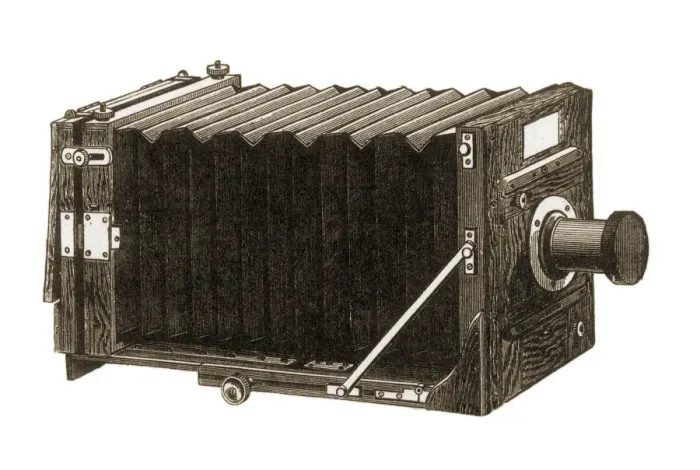 Framed Print : Early Camera Date: 1883 Framed Print : Early Camera Date: 1883