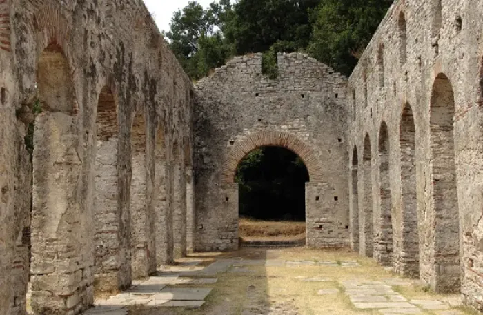 Framed Print : Early Christian art. Albania. Butrint. Great Basilica and th Framed Print : Early Christian art. Albania. Butrint. Great Basilica and th