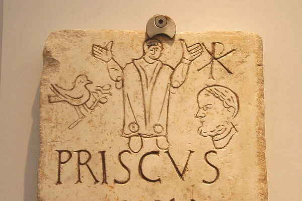 Early Christian Art. Italy. Roman tombstone with Christian i