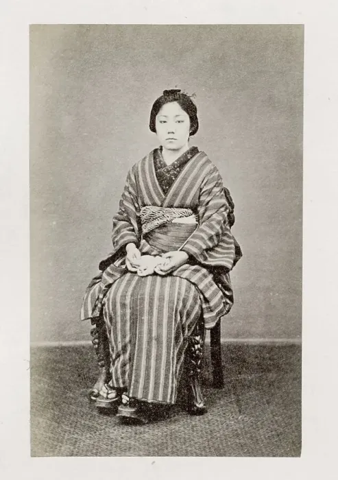 Framed Print : Early Japanese portrait: seated woman Framed Print : Early Japanese portrait: seated woman